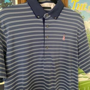 Greyson Southern Hills Polo Shirt Men M Blue Striped Golf Performance
